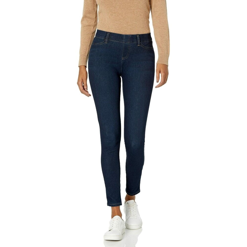 Amazon Essentials Women's Skinny Jegging LARGE Short Dark Wash Knit Mid Rise
